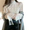 A new Korean-style women's wear with a stylish flared sleeve lace top for the 2020 autumn and winter season. Pair it with a fitted long-sleeved pullover base layer Item Picture